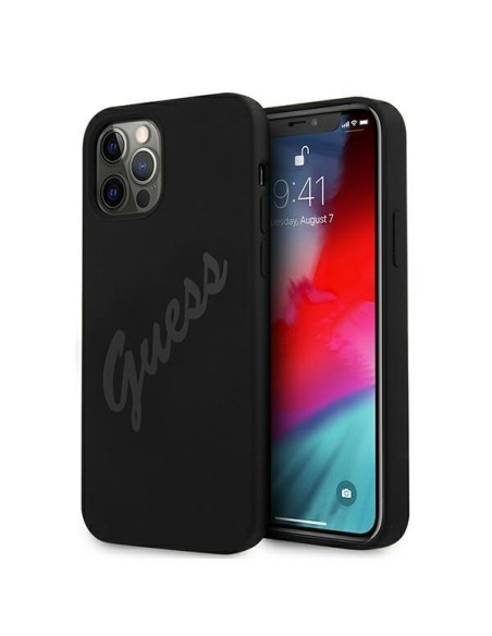 Guess Script Vintage dėklas, skirtas iPhone 12 Pro Max - juodas Guess Script Vintage dėklas, skirtas iPhone 12 Pro Max - juodas