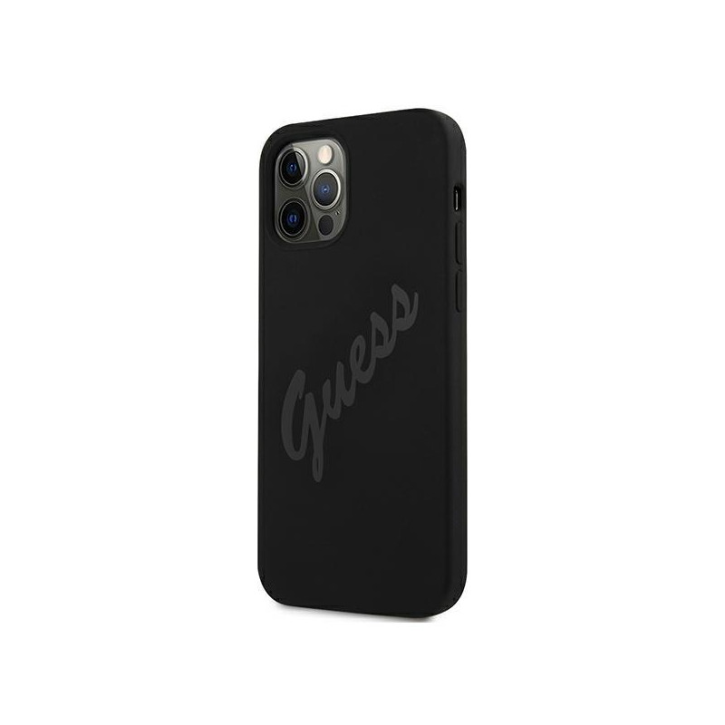Guess Script Vintage dėklas, skirtas iPhone 12 Pro Max - juodas