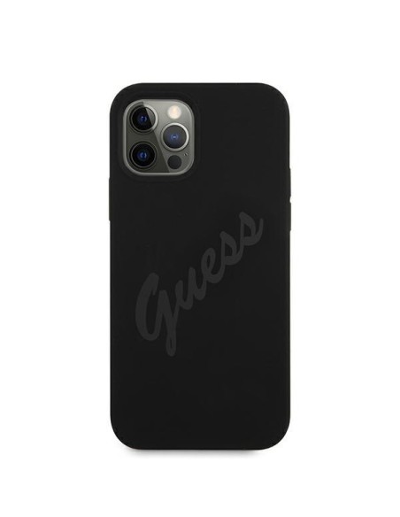 Guess Script Vintage dėklas, skirtas iPhone 12 Pro Max - juodas Guess Script Vintage dėklas, skirtas iPhone 12 Pro Max - juodas
