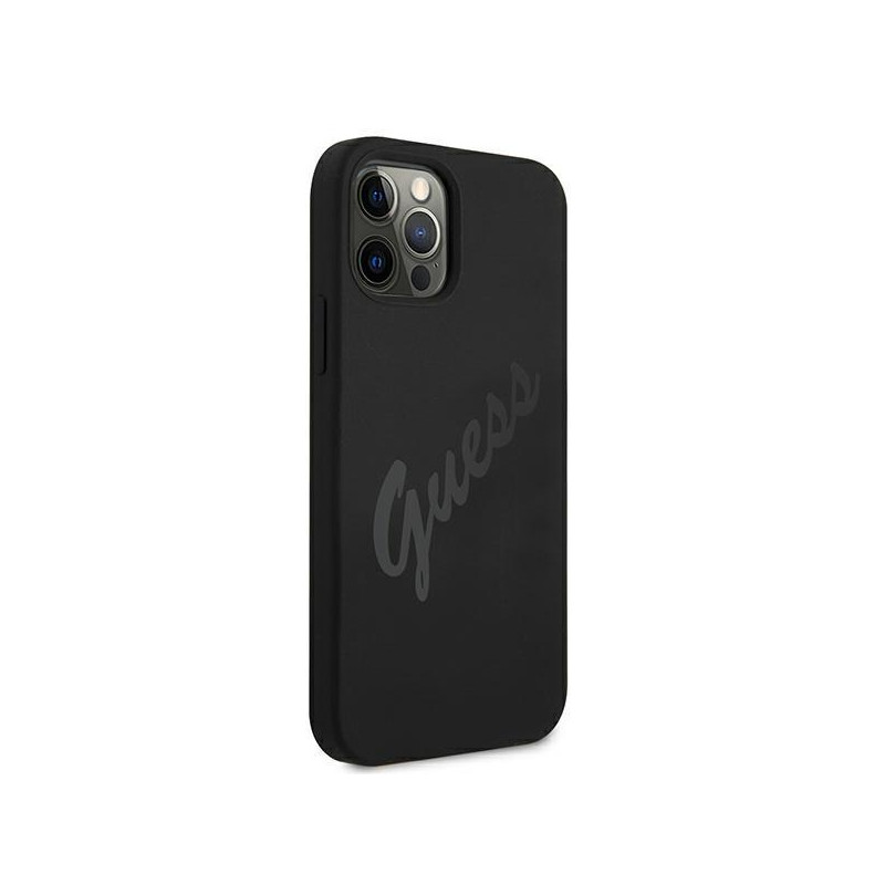 Guess Script Vintage dėklas, skirtas iPhone 12 Pro Max - juodas