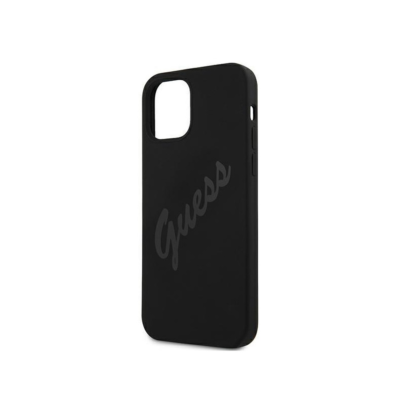 Guess Script Vintage dėklas, skirtas iPhone 12 Pro Max - juodas