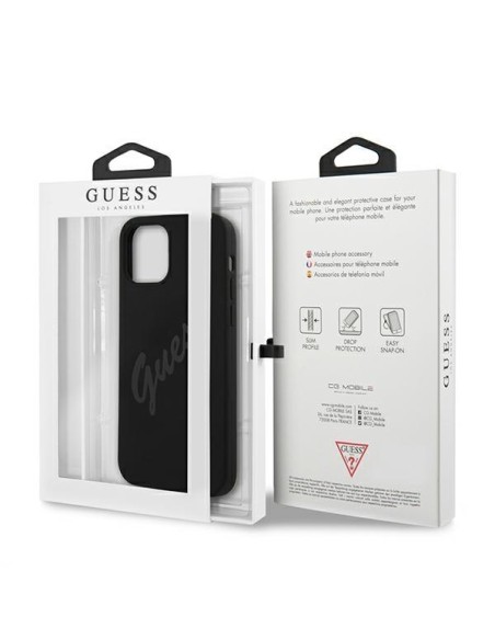 Guess Script Vintage dėklas, skirtas iPhone 12 Pro Max - juodas Guess Script Vintage dėklas, skirtas iPhone 12 Pro Max - juodas