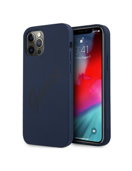 Guess Script Vintage dėklas, skirtas iPhone 12 Pro Max - mėlynas Guess Script Vintage dėklas, skirtas iPhone 12 Pro Max - mėlynas