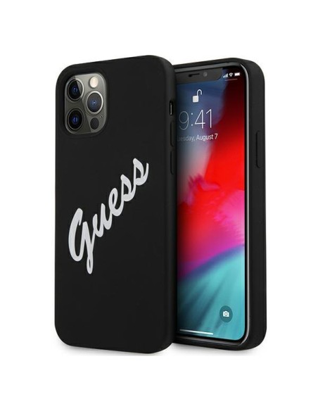 Guess Silicone Vintage dėklas, skirtas iPhone 12 Pro Max - juodai baltas