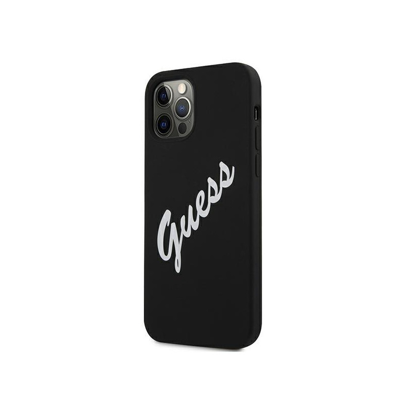 Guess Silicone Vintage dėklas, skirtas iPhone 12 Pro Max - juodai baltas
