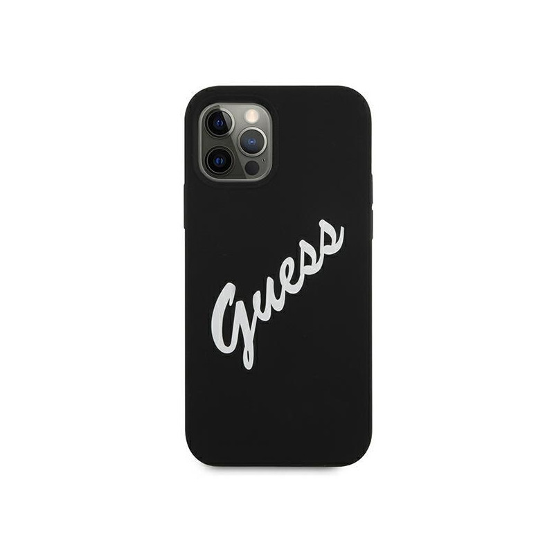 Guess Silicone Vintage dėklas, skirtas iPhone 12 Pro Max - juodai baltas