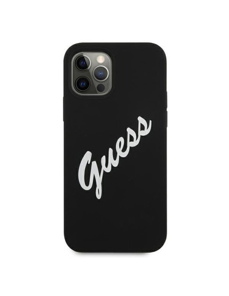Guess Silicone Vintage dėklas, skirtas iPhone 12 Pro Max - juodai baltas