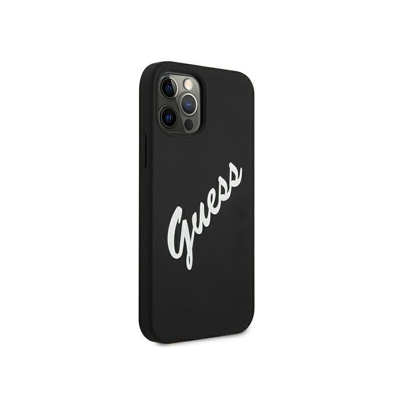 Guess Silicone Vintage dėklas, skirtas iPhone 12 Pro Max - juodai baltas