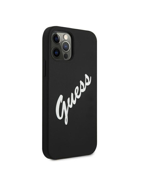 Guess Silicone Vintage dėklas, skirtas iPhone 12 Pro Max - juodai baltas