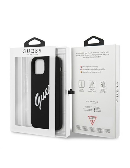 Guess Silicone Vintage dėklas, skirtas iPhone 12 Pro Max - juodai baltas