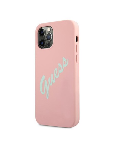 Guess Silicone Vintage dėklas, skirtas iPhone 12 Pro Max - rožinė ir žalia Guess Silicone Vintage dėklas, skirtas iPhone 12 Pro Max - rožinė ir žalia