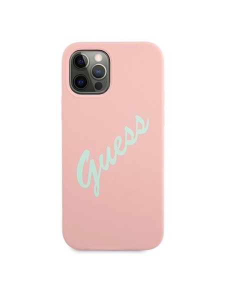Guess Silicone Vintage dėklas, skirtas iPhone 12 Pro Max - rožinė ir žalia Guess Silicone Vintage dėklas, skirtas iPhone 12 Pro Max - rožinė ir žalia