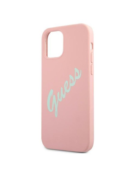 Guess Silicone Vintage dėklas, skirtas iPhone 12 Pro Max - rožinė ir žalia Guess Silicone Vintage dėklas, skirtas iPhone 12 Pro Max - rožinė ir žalia