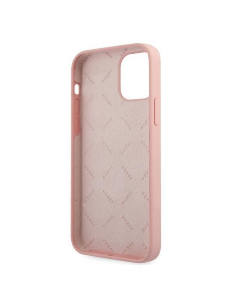 Guess Silicone Vintage dėklas, skirtas iPhone 12 Pro Max - rožinė ir žalia Guess Silicone Vintage dėklas, skirtas iPhone 12 Pro Max - rožinė ir žalia