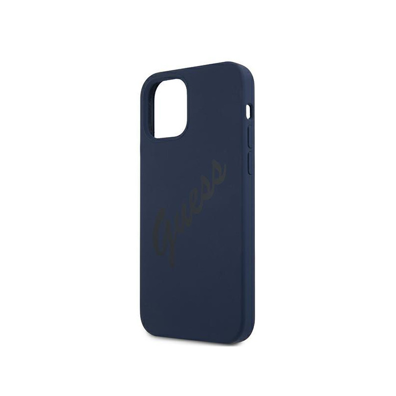 Guess Script Vintage dėklas, skirtas iPhone 12 / iPhone 12 Pro - mėlynas