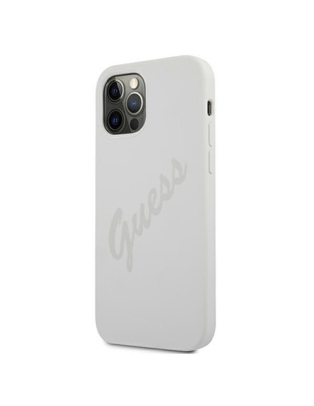 Guess Script Vintage dėklas iPhone 12 / iPhone 12 Pro - kreminis Guess Script Vintage dėklas iPhone 12 / iPhone 12 Pro - kreminis