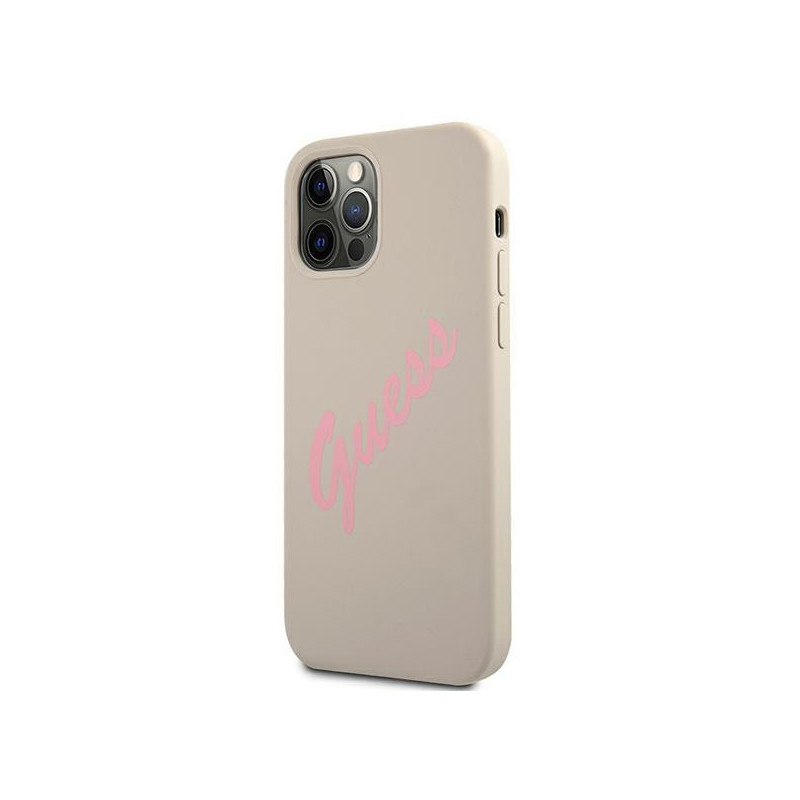 Guess Silicone Vintage dėklas, skirtas iPhone 12 / iPhone 12 Pro - pilka ir rožinė