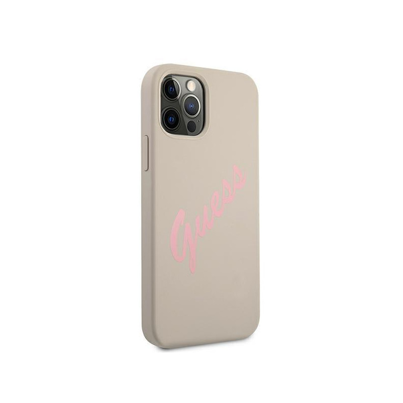 Guess Silicone Vintage dėklas, skirtas iPhone 12 / iPhone 12 Pro - pilka ir rožinė