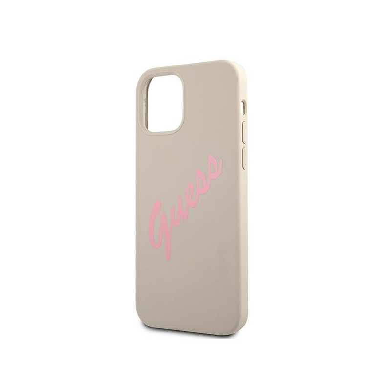 Guess Silicone Vintage dėklas, skirtas iPhone 12 / iPhone 12 Pro - pilka ir rožinė