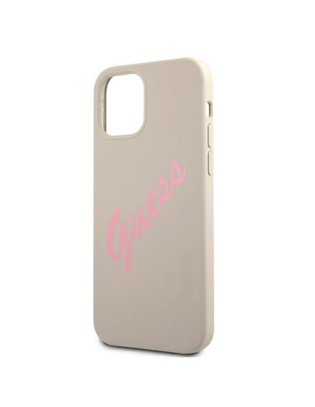 Guess Silicone Vintage dėklas, skirtas iPhone 12 / iPhone 12 Pro - pilka ir rožinė Guess Silicone Vintage dėklas, skirtas iPhone 12 / iPhone 12 Pro - pilka ir rožinė