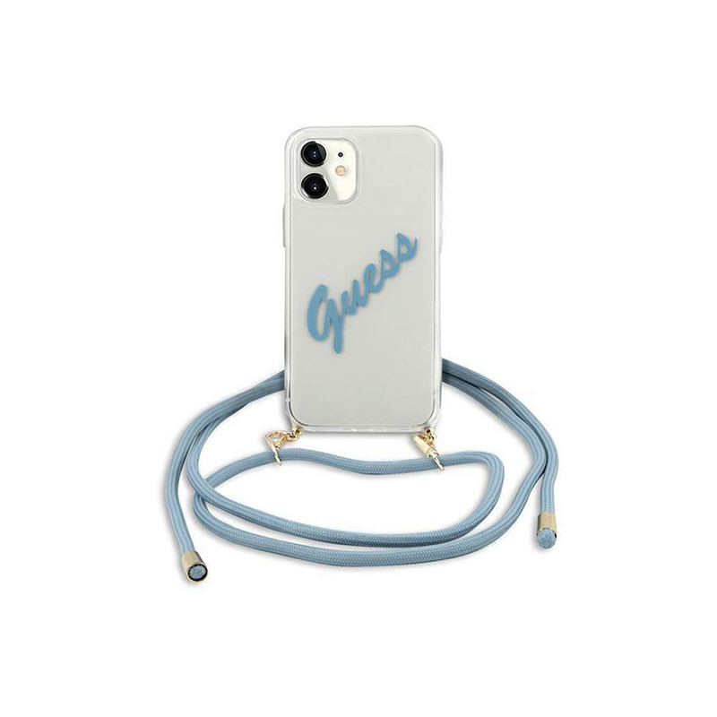 Guess Script Vintage dėklas iPhone 12 mini - mėlynas