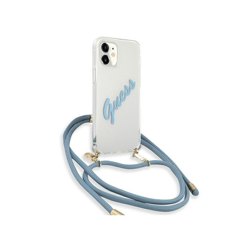 Guess Script Vintage dėklas iPhone 12 mini - mėlynas