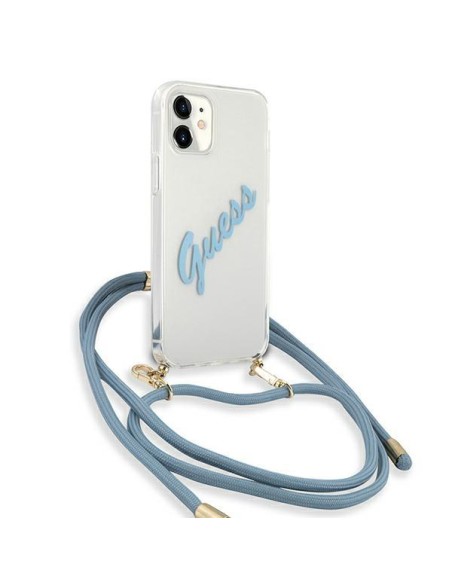 Guess Script Vintage dėklas iPhone 12 mini - mėlynas
