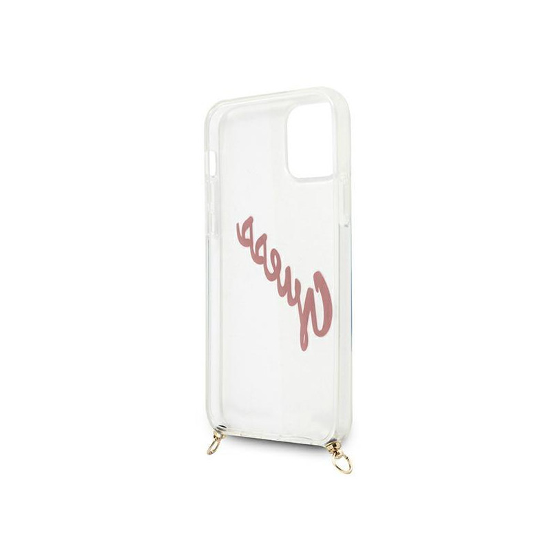 Guess Script Vintage dėklas iPhone 12 mini - rožinis