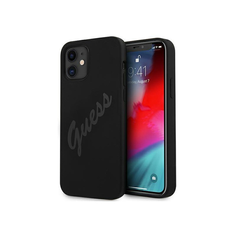 Guess Script Vintage dėklas iPhone 12 mini - juodas Guess Script Vintage dėklas iPhone 12 mini - juodas