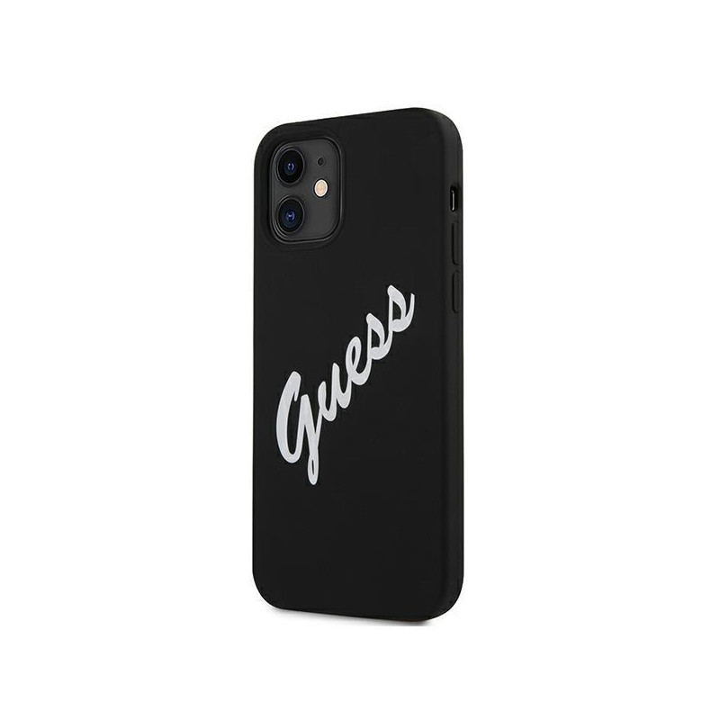 Guess Silicone Vintage dėklas iPhone 12 mini - juodai baltas
