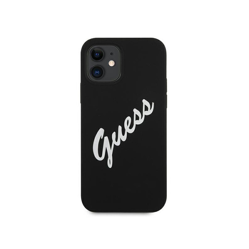 Guess Silicone Vintage dėklas iPhone 12 mini - juodai baltas