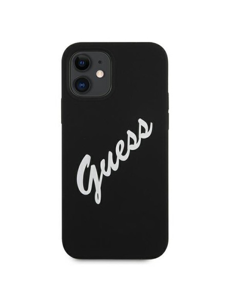 Guess Silicone Vintage dėklas iPhone 12 mini - juodai baltas Guess Silicone Vintage dėklas iPhone 12 mini - juodai baltas