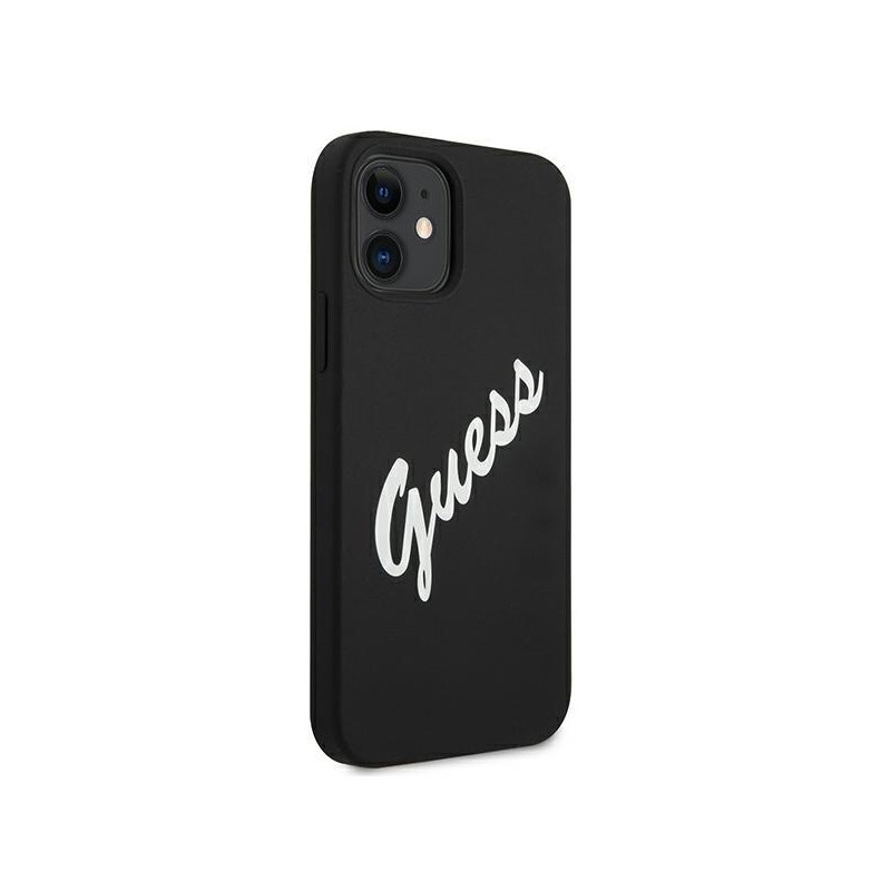 Guess Silicone Vintage dėklas iPhone 12 mini - juodai baltas
