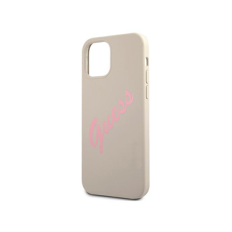 Guess Silicone Vintage dėklas iPhone 12 mini - pilkas ir rožinis