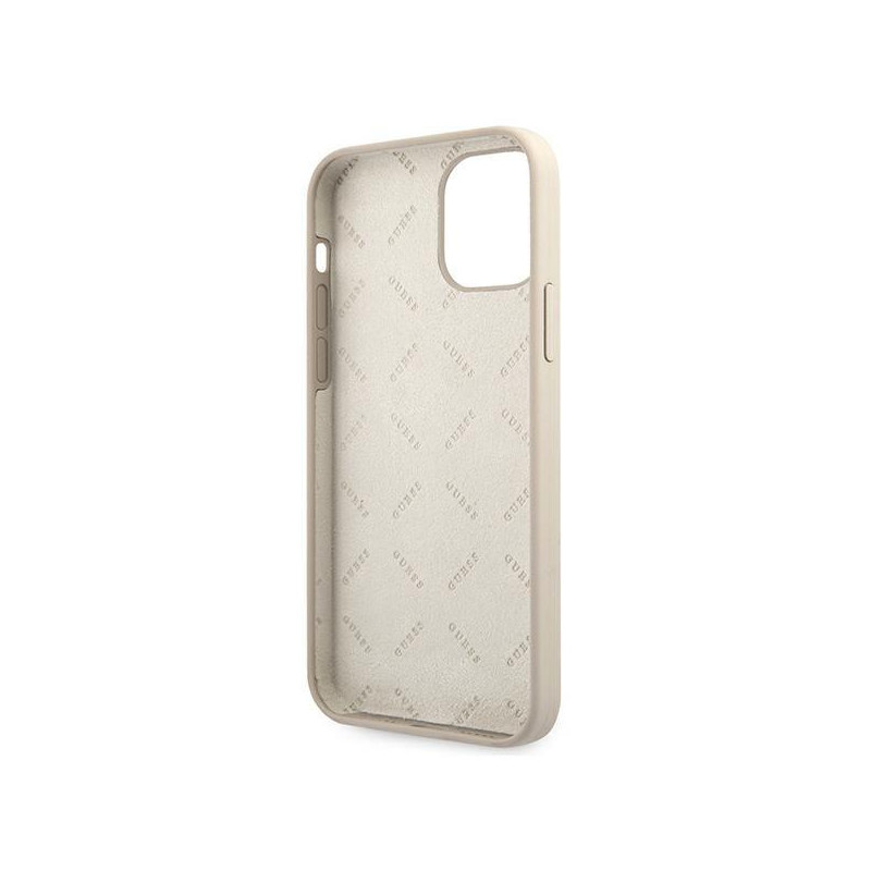 Guess Silicone Vintage dėklas iPhone 12 mini - pilkas ir rožinis