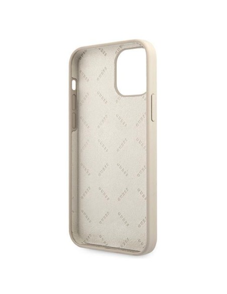 Guess Silicone Vintage dėklas iPhone 12 mini - pilkas ir rožinis Guess Silicone Vintage dėklas iPhone 12 mini - pilkas ir rožinis