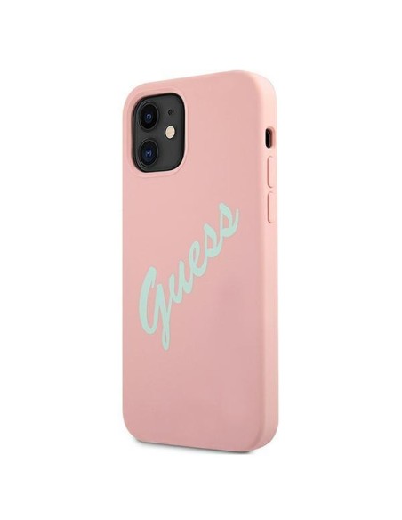 Guess Silicone Vintage dėklas iPhone 12 mini - rožinė ir žalia
