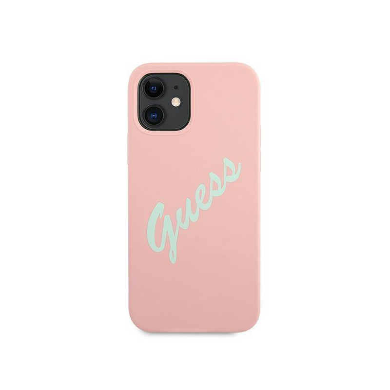 Guess Silicone Vintage dėklas iPhone 12 mini - rožinė ir žalia