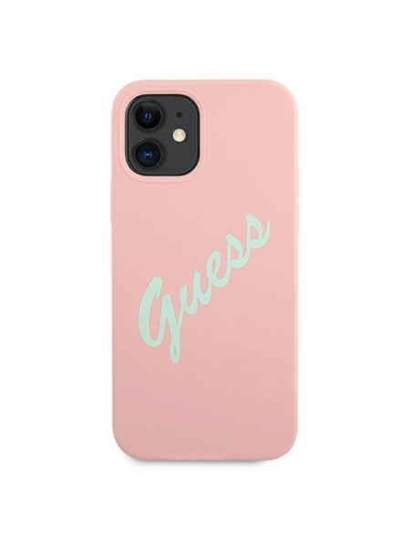 Guess Silicone Vintage dėklas iPhone 12 mini - rožinė ir žalia