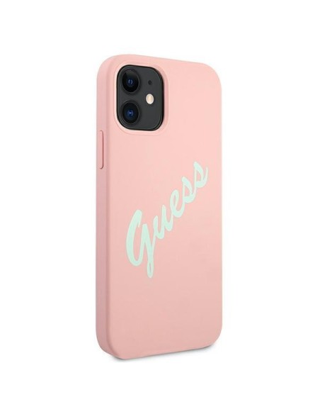 Guess Silicone Vintage dėklas iPhone 12 mini - rožinė ir žalia