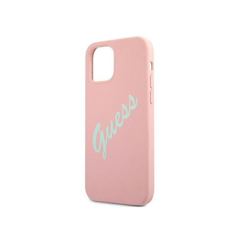 Guess Silicone Vintage dėklas iPhone 12 mini - rožinė ir žalia