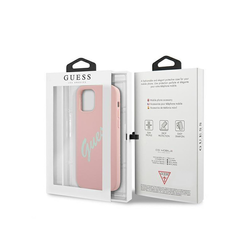Guess Silicone Vintage dėklas iPhone 12 mini - rožinė ir žalia