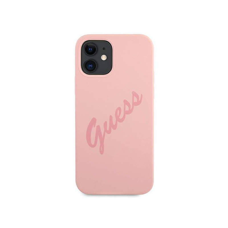 Guess Script Vintage dėklas iPhone 12 mini - rožinis