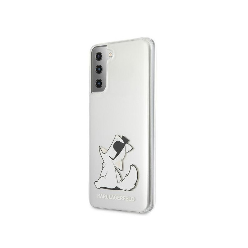 Karl Lagerfeld Choupette Fun dėklas, skirtas Samsung Galaxy S21+ - skaidrus