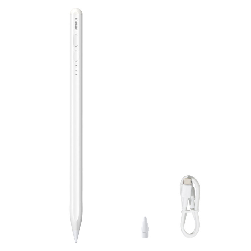 Rašiklis su LED indikatoriumi iPad baltam + USB-C laidu ir keičiamu aktyviuoju antgaliu