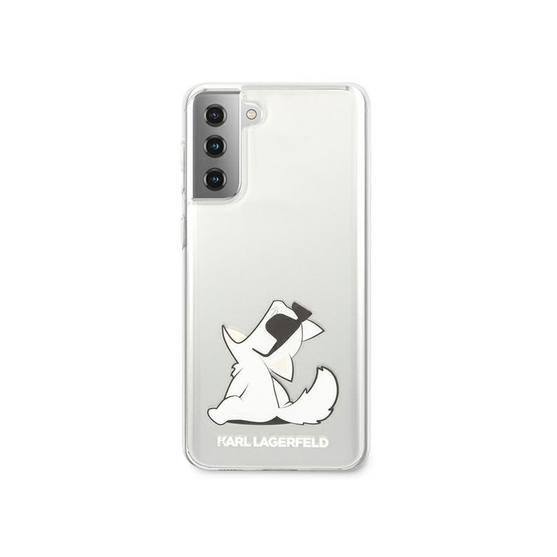 Karl Lagerfeld Choupette Fun dėklas, skirtas Samsung Galaxy S21+ - skaidrus