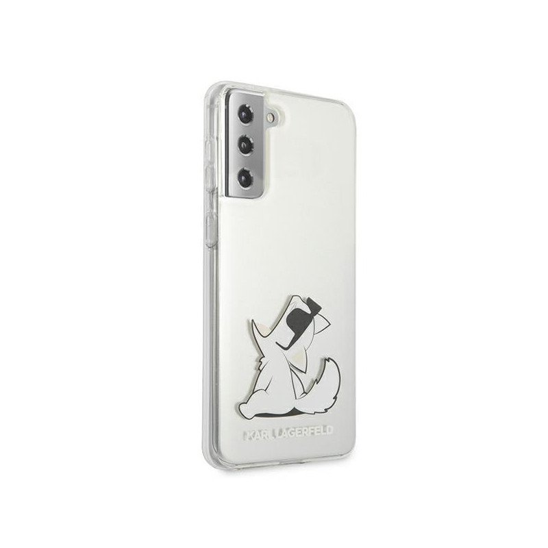 Karl Lagerfeld Choupette Fun dėklas, skirtas Samsung Galaxy S21+ - skaidrus