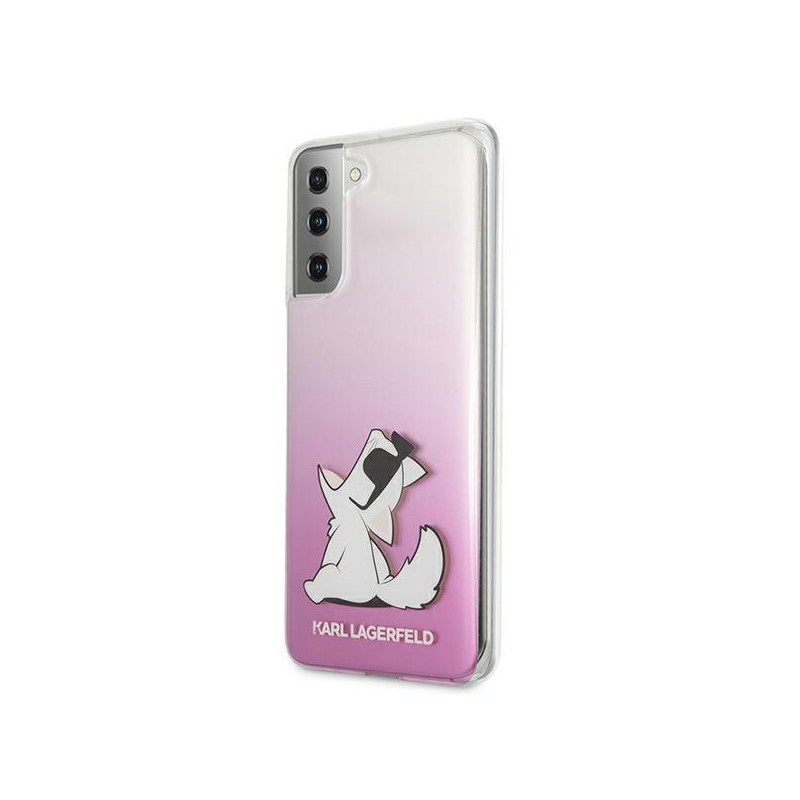 Karl Lagerfeld Choupette Fun dėklas, skirtas Samsung Galaxy S21+ - rožinis