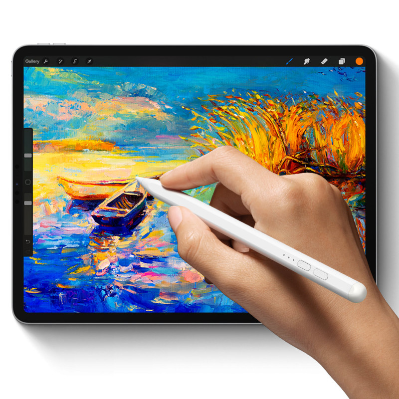 Rašiklis su LED indikatoriumi iPad baltam + USB-C laidu ir keičiamu aktyviuoju antgaliu
