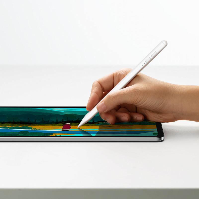 Rašiklis su LED indikatoriumi iPad baltam + USB-C laidu ir keičiamu aktyviuoju antgaliu